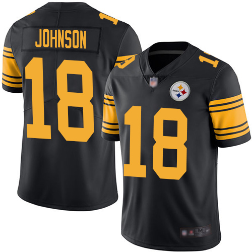 Men Pittsburgh Steelers Football #18 Limited Black Diontae Johnson Rush Vapor Untouchable Nike NFL Jersey
